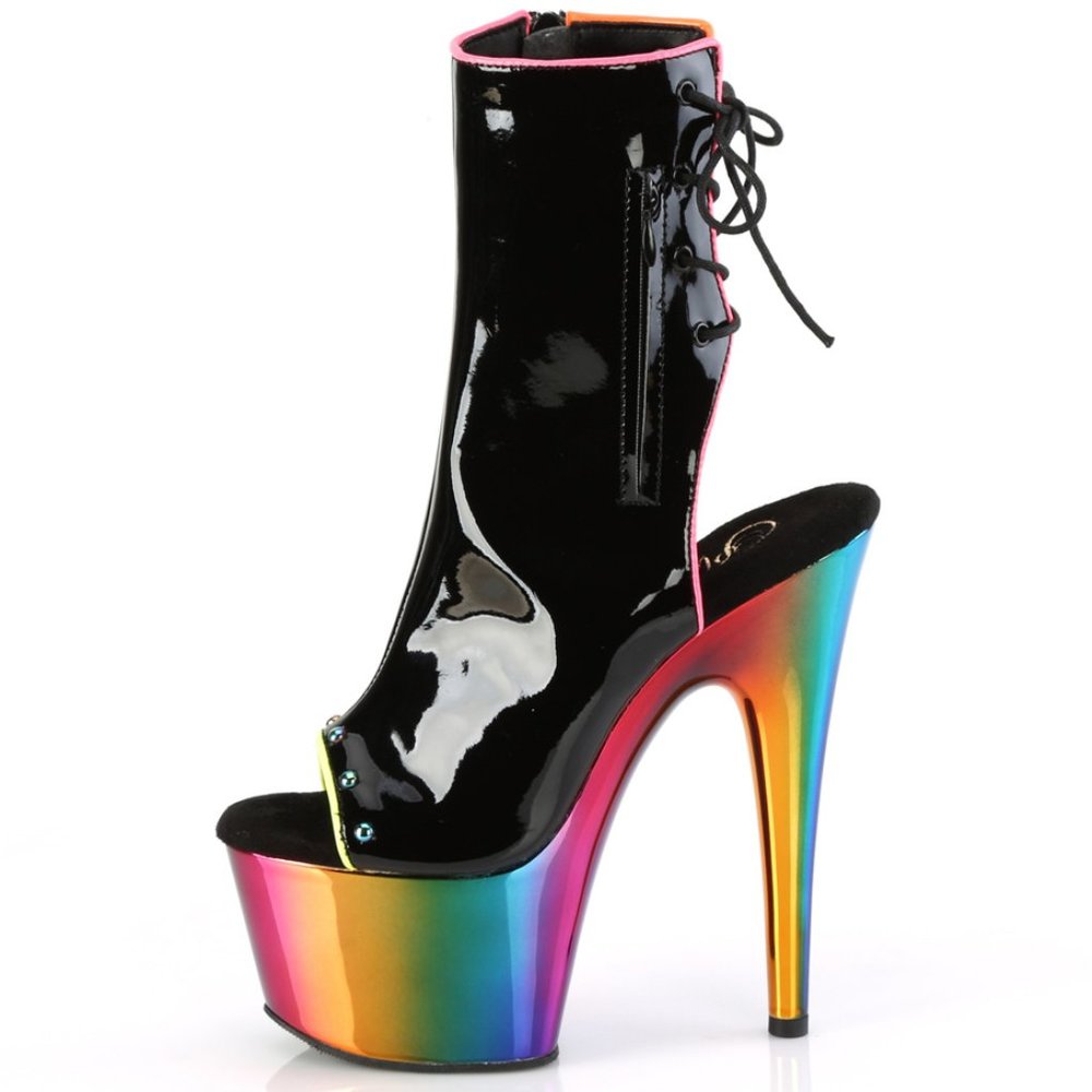 Rainbow Platform Lace Up Back Ankle Boots